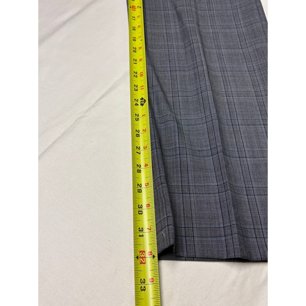 NWT Banana Republic Tailored Slim Fit Plaid‎ Wool Blend Dress Pants 34x32 Gray - Picture 13 of 15